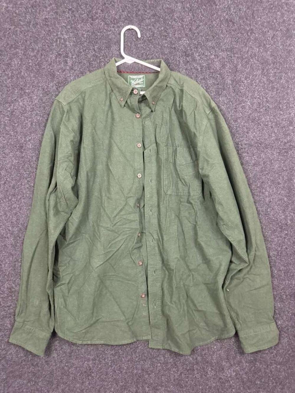 Woolrich Men's XL Tall Green Chamois Button Up Shirt Outdoor Workwear